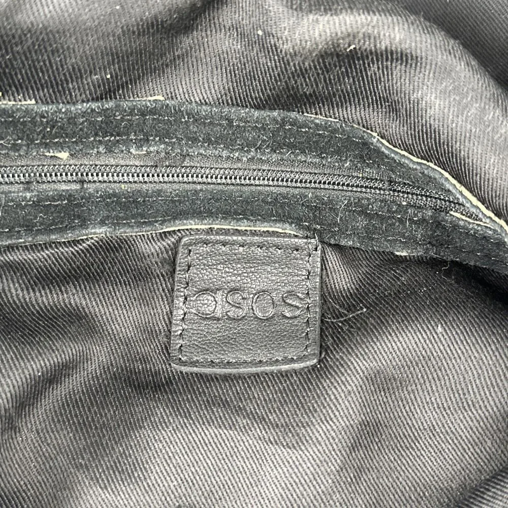 Asos Womens Backpack Bag‎ Purse with Flap Black Suede Leather Mix Minimalist